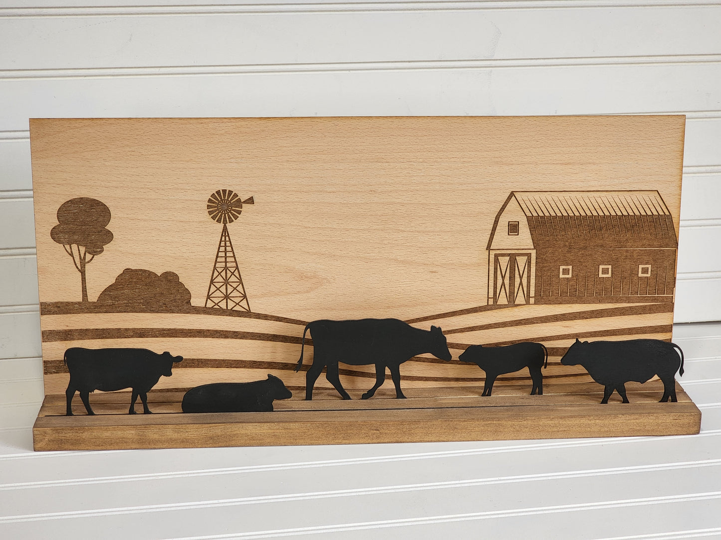 Wooden Farm Scene, Laser Cut Farm/Barn Decor, Antique Tractor, Father's Day Gift