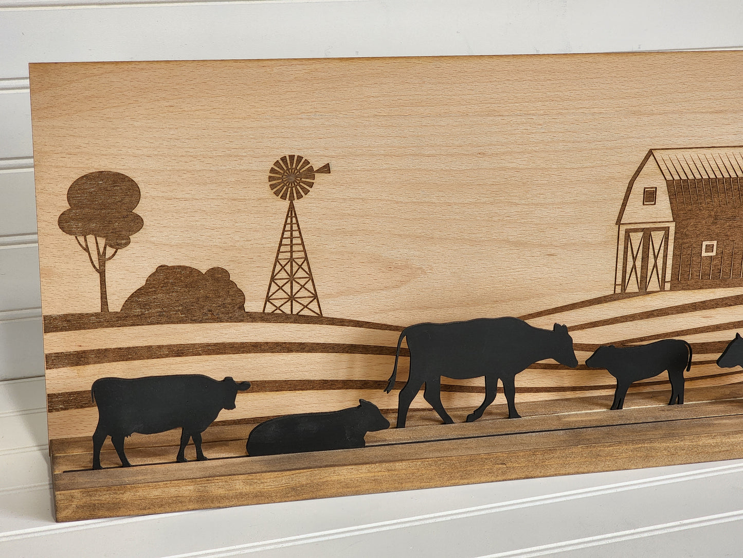 Wooden Farm Scene, Laser Cut Farm/Barn Decor, Antique Tractor, Father's Day Gift