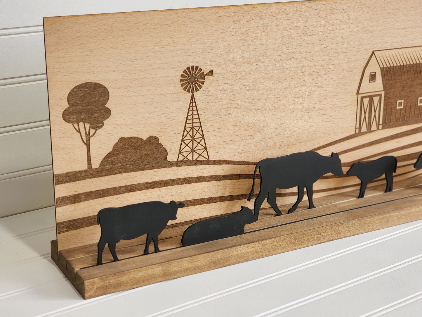 Wooden Farm Scene, Laser Cut Farm/Barn Decor, Antique Tractor, Father's Day Gift